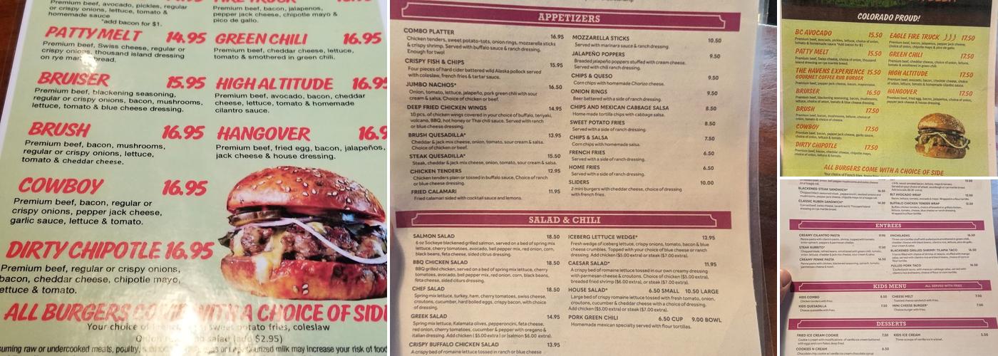 Brush Creek Saloon Menu