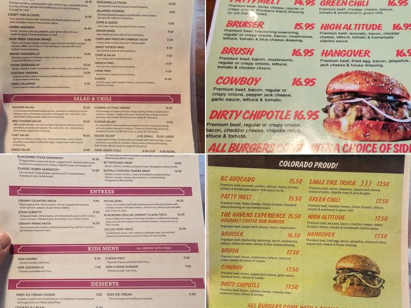 Brush Creek Saloon Menu