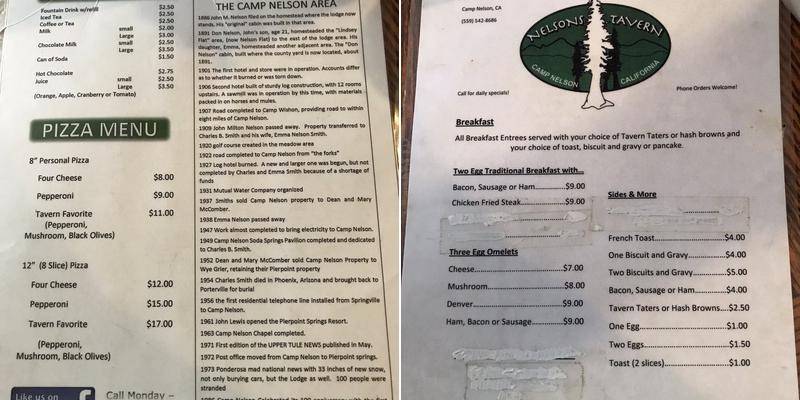 Nelson's Tavern Menu