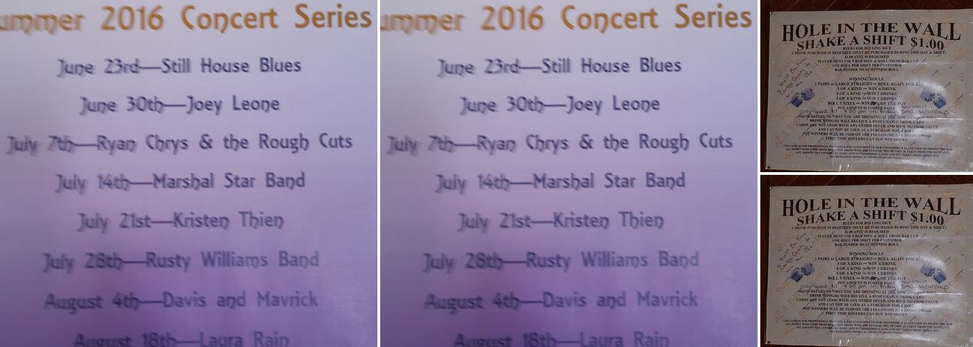 Hole In the Wall Menu