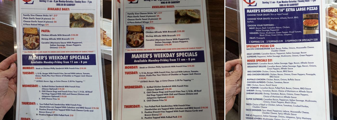 Last Chance Bar & Grill Menu