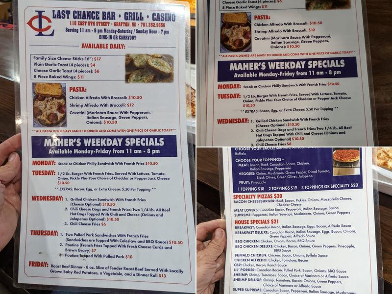 Last Chance Bar & Grill Menu