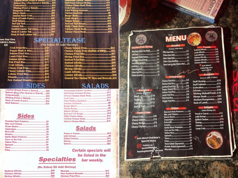 Frank's Place Menu