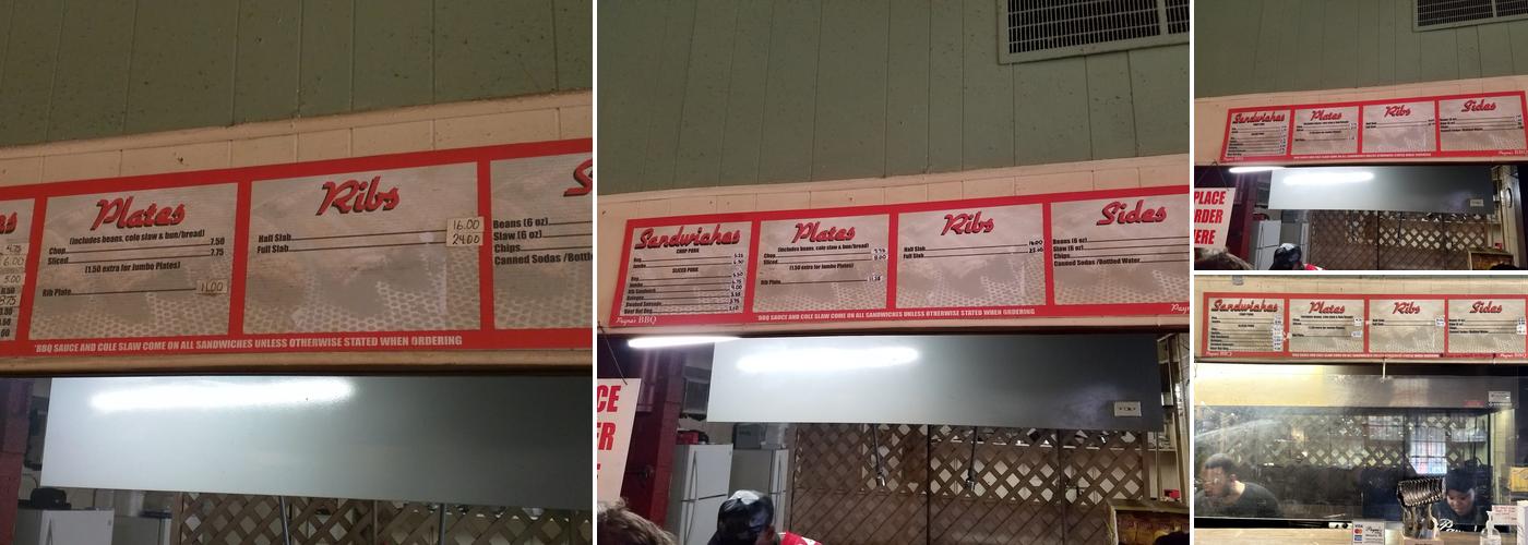 Payne's Bar-B-Que Menu