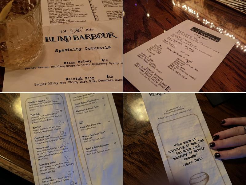 The Blind Barbour Menu