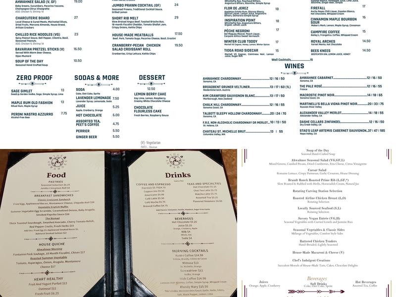 The Ahwahnee Bar Menu