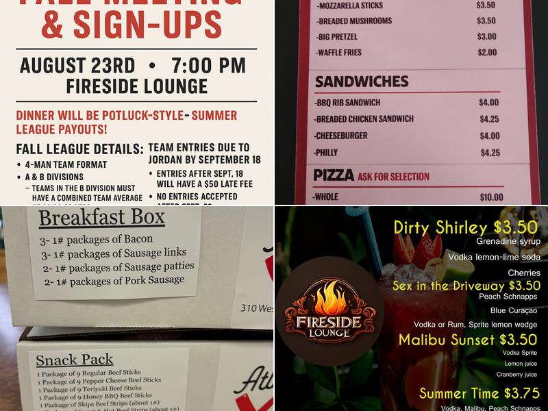 Fireside Lounge Menu