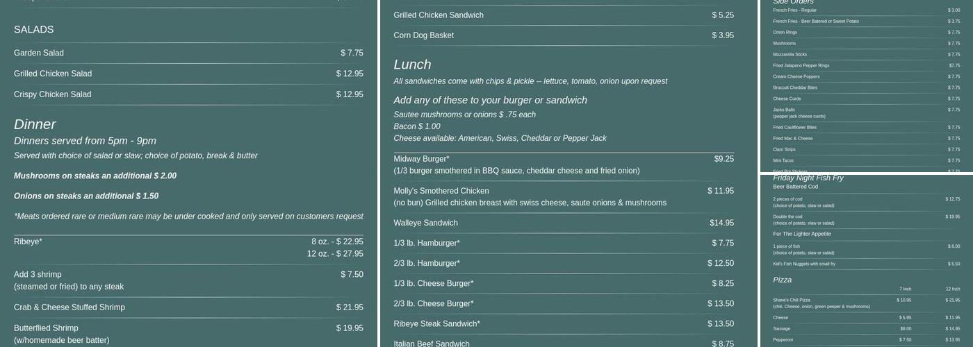 Midway Bar Menu