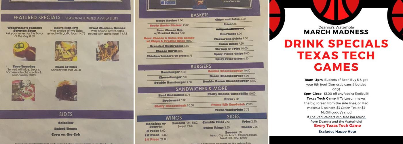 Waterhole Menu