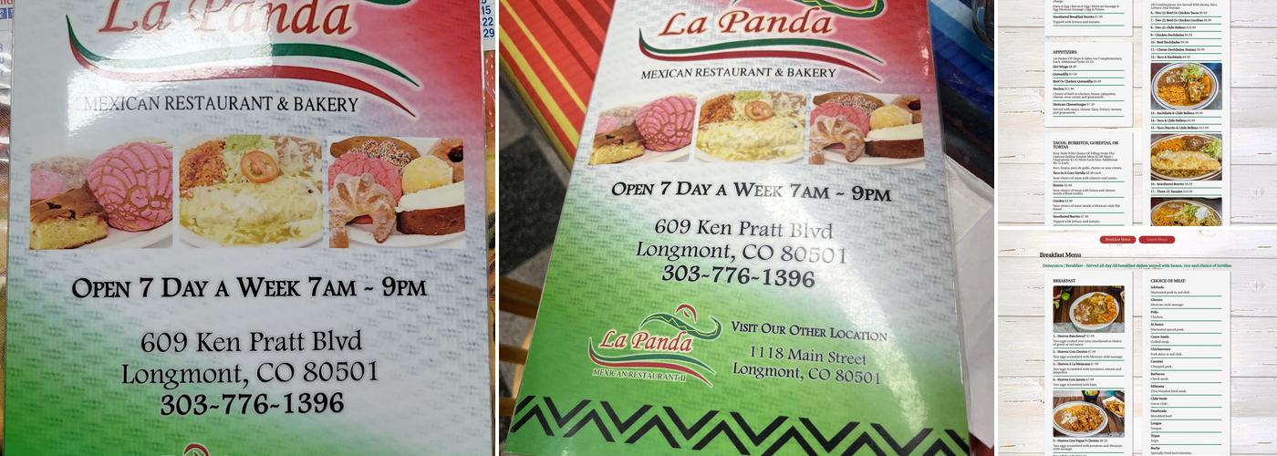 LA Panda Mexican Restaurant Menu
