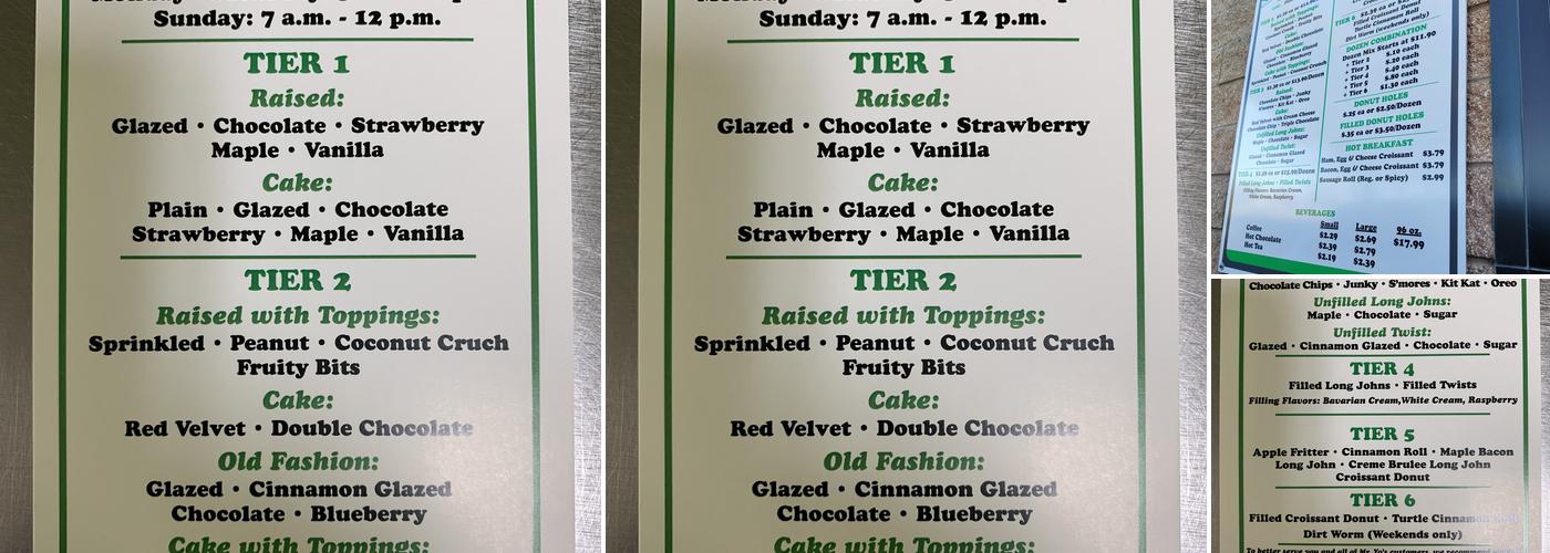 Mr. Yo's Donut Menu