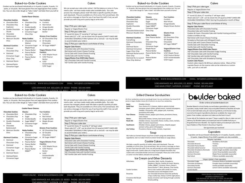 Boulder Baked Menu