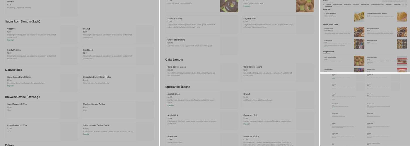Sugar Rush Donuts Menu
