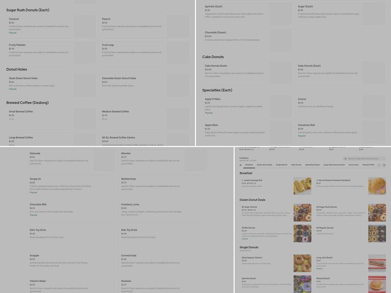 Sugar Rush Donuts Menu