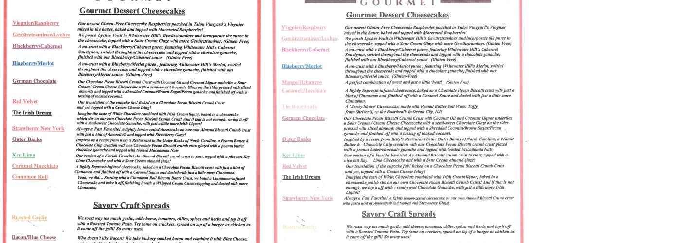 Decadence Gourmet Menu