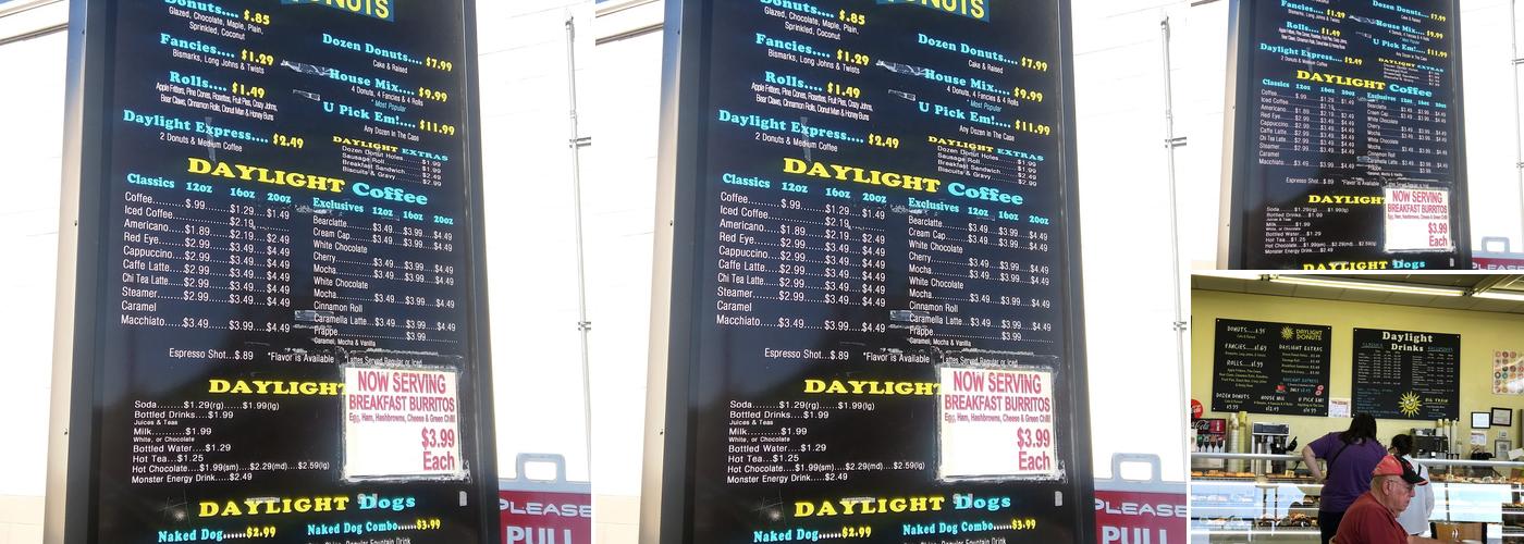 Daylight Donuts Menu
