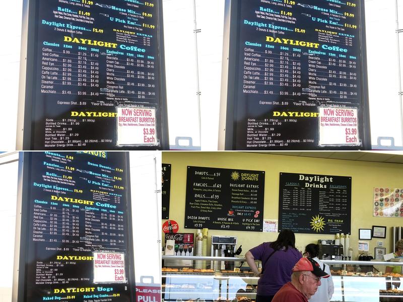 Daylight Donuts Menu