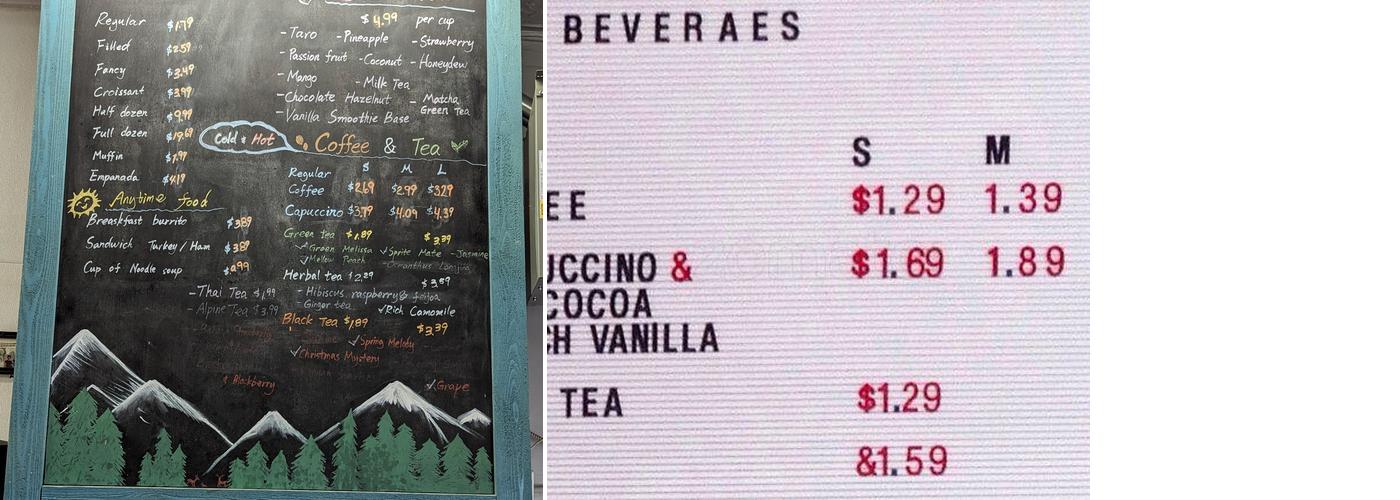 PF Donut Shop Menu