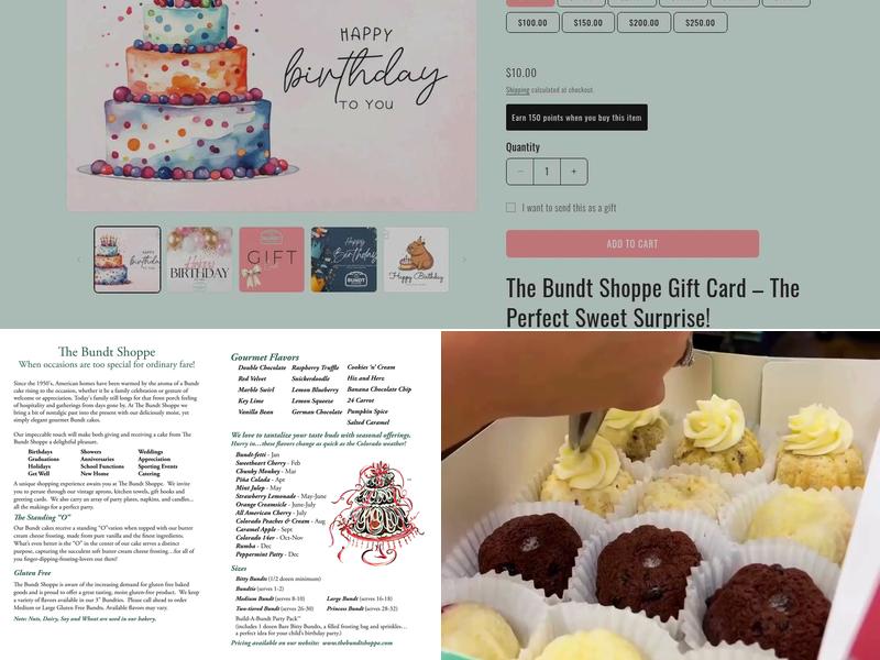 The Bundt Shoppe Menu