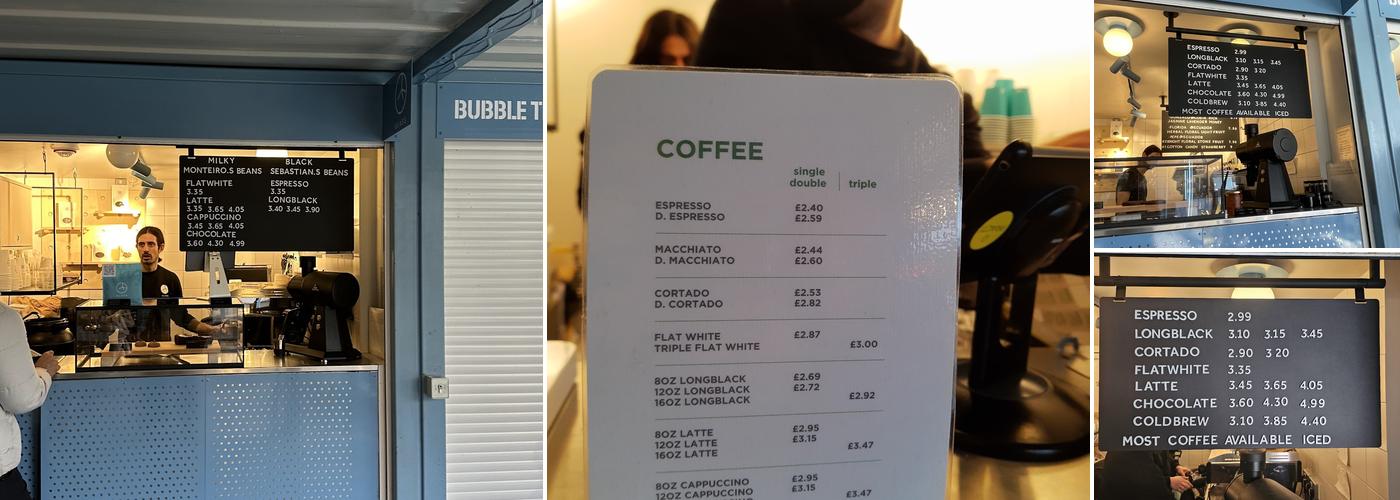 Glass Coffee Menu