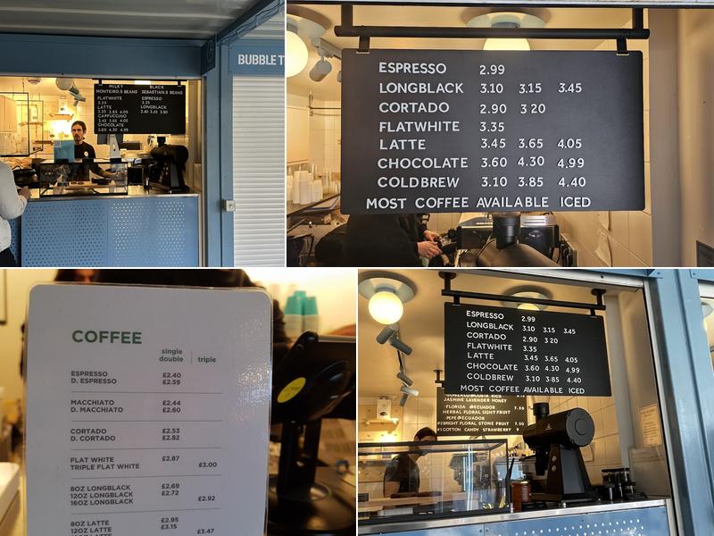 Glass Coffee Menu