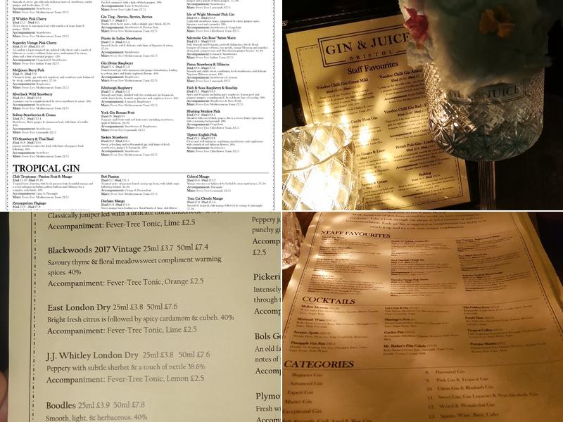 Gin & Juice Menu