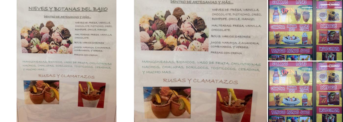 Nieves y Botanas Del Bajio Menu