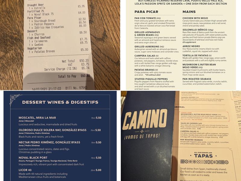 Camino Shoreditch Menu