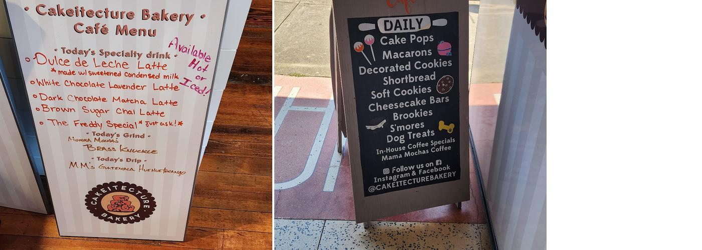 Cakeitecture Bakery Menu