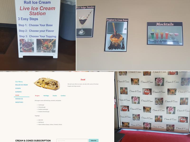 Cream and Cones Menu