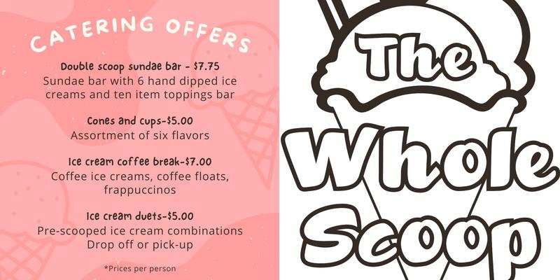 The Whole Scoop Ice Cream Shop Menu