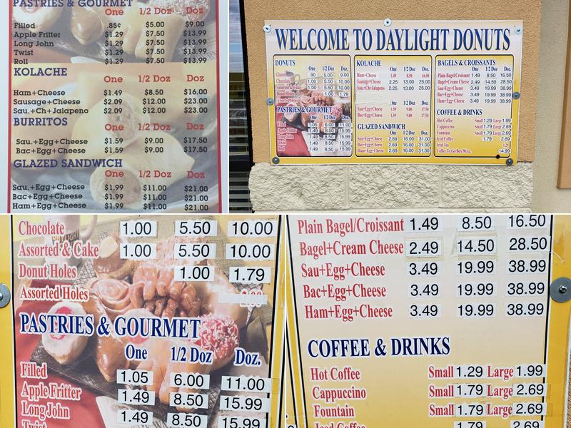 Daylight Donuts Menu