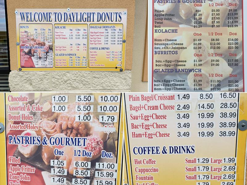 Daylight Donuts Menu