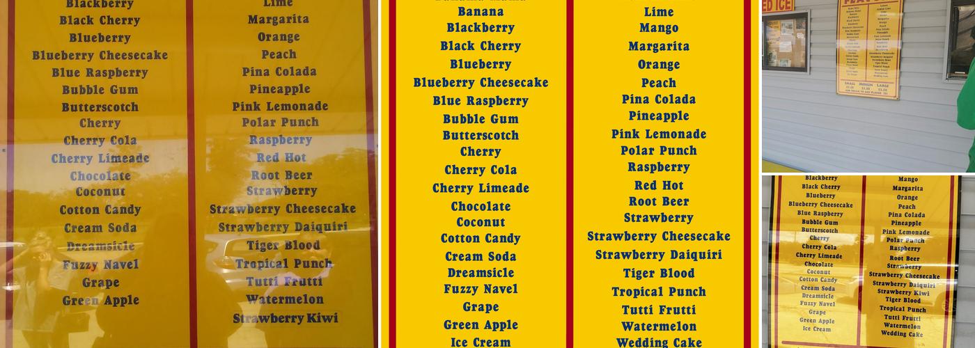 Summer Snow Menu