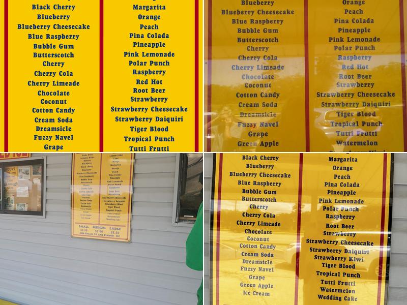 Summer Snow Menu