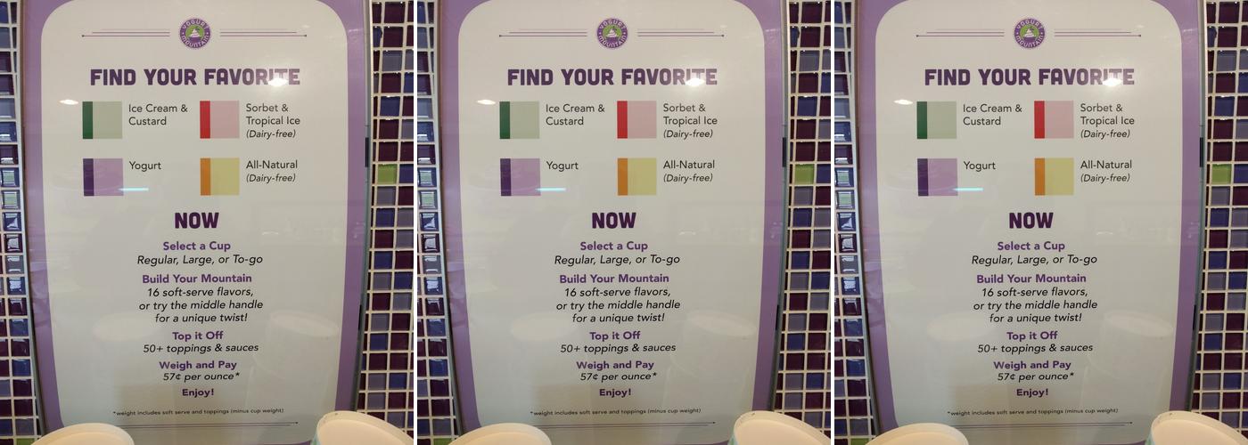 Yogurt Mountain Menu