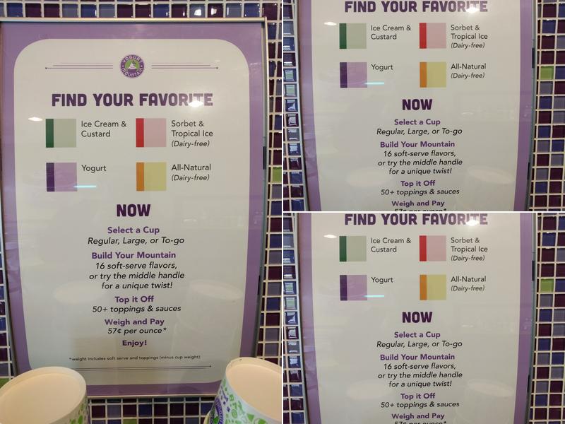Yogurt Mountain Menu