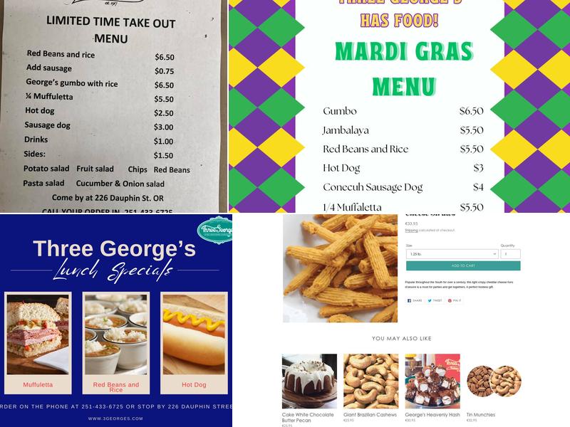 Three Georges Candy Menu