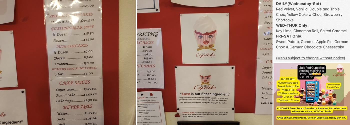 Little Red Cupcake Menu