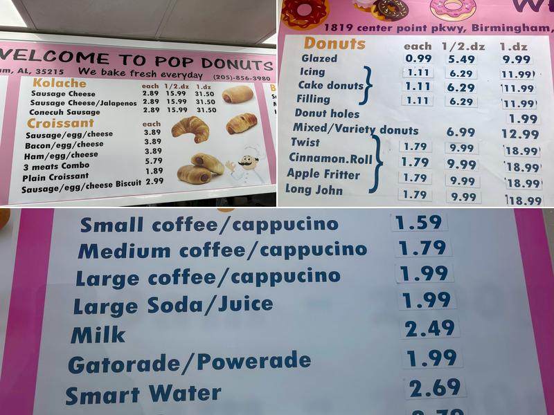 Pop Donuts Menu
