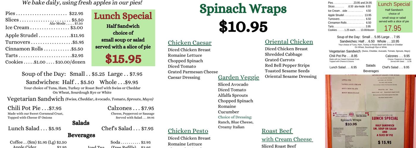 Apple Alley Bakery Menu