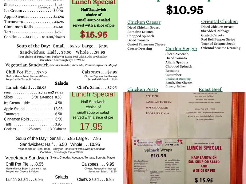 Apple Alley Bakery Menu