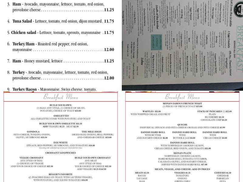 Mona's Danish Bakery Menu
