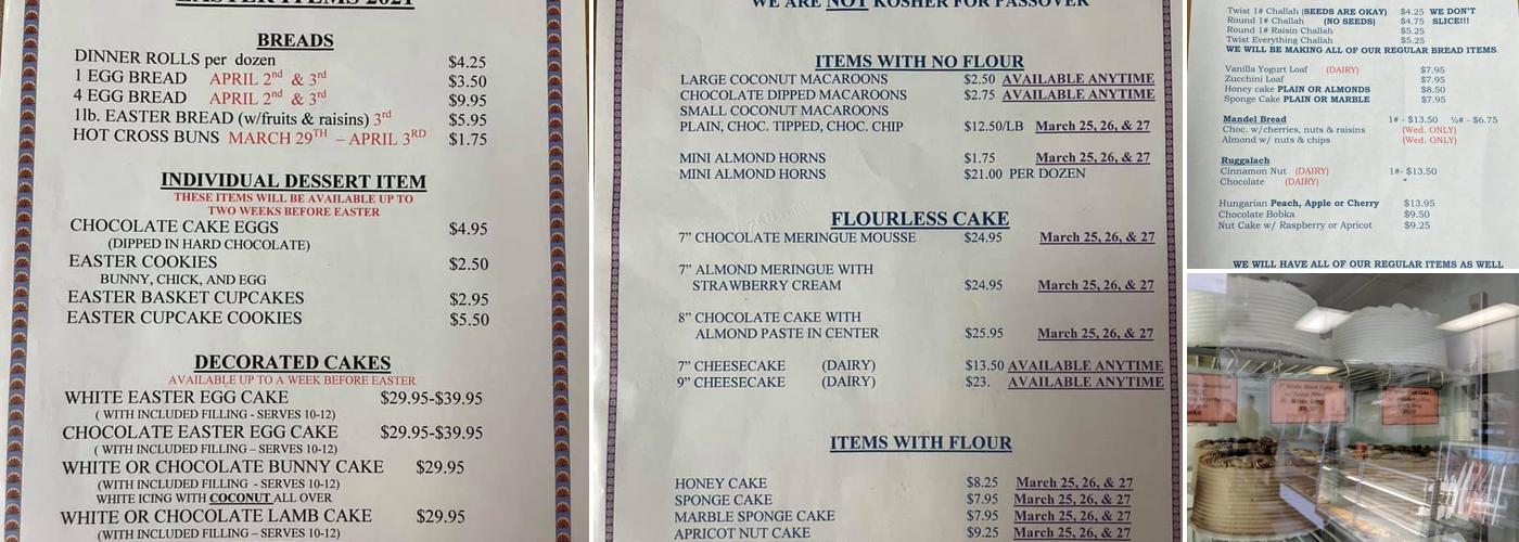 Nadines Bakery Menu