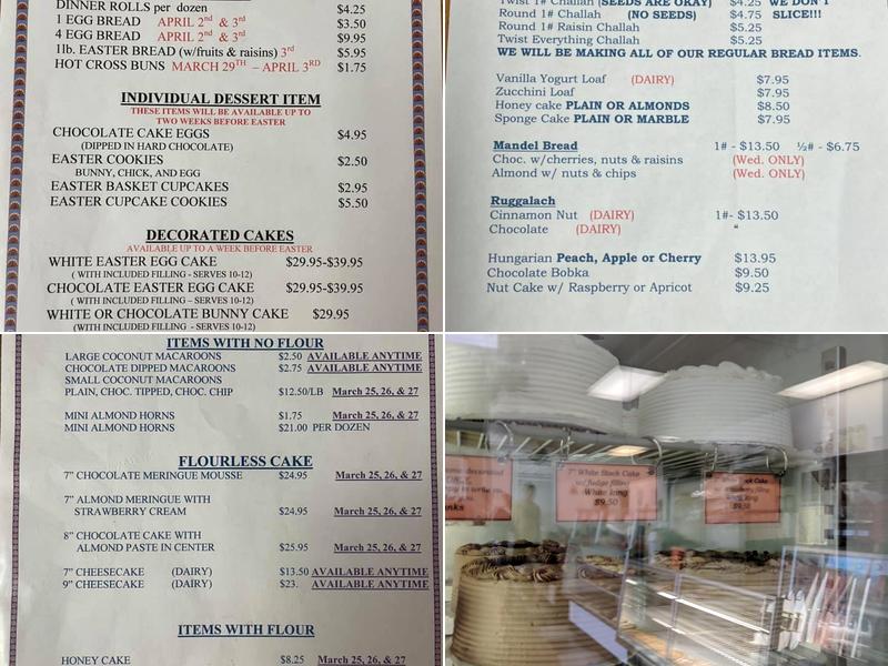 Nadines Bakery Menu