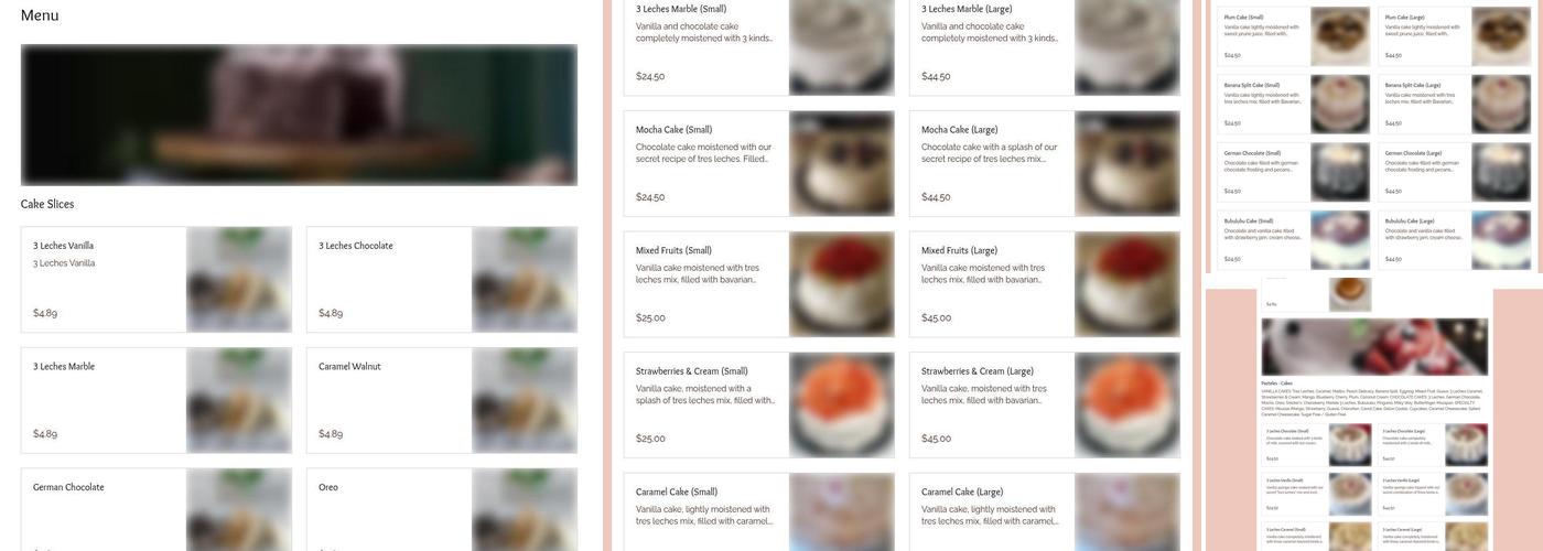 Dolce Pastello Menu