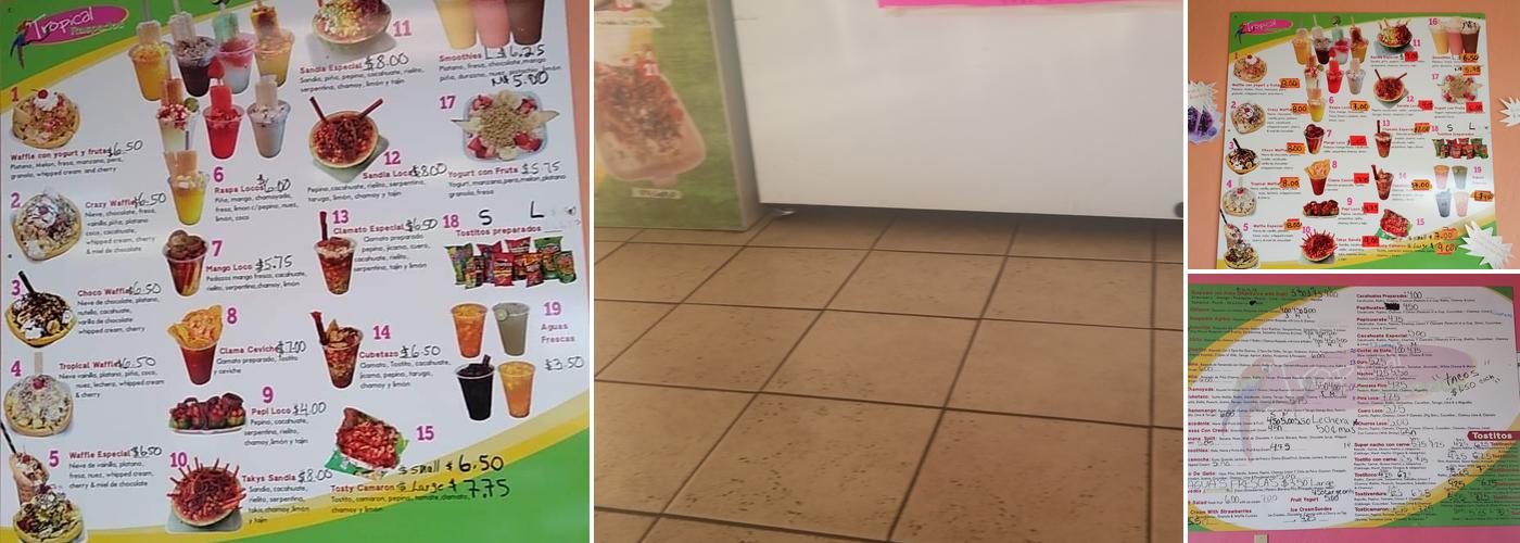 Raspados Tropical Menu