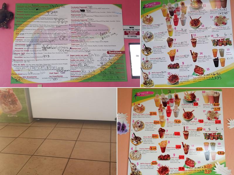 Raspados Tropical Menu