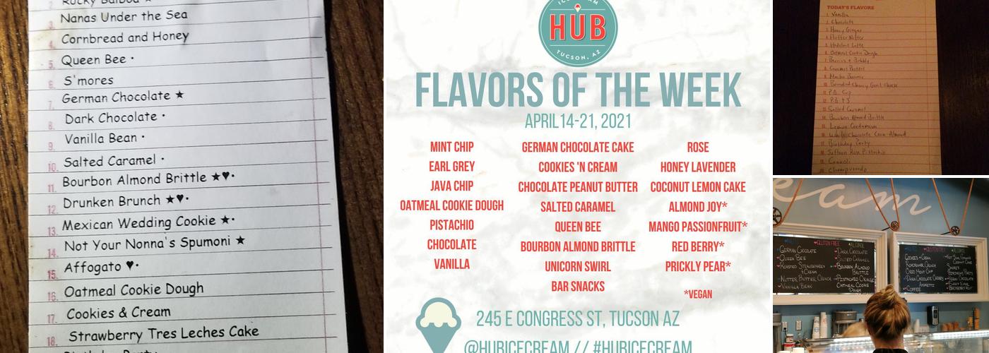 Hub Ice Cream Parlor Menu