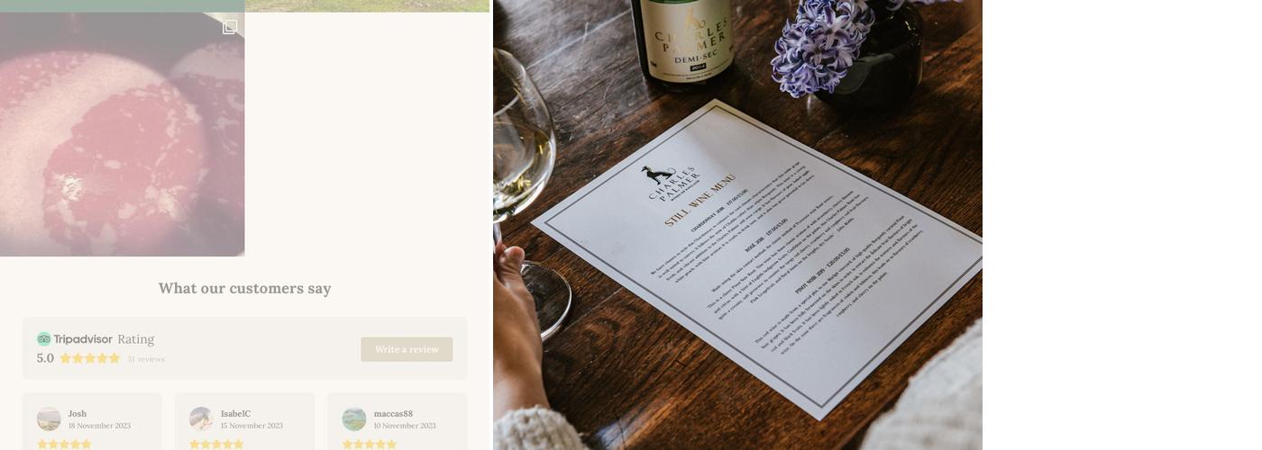 Charles Palmer Vineyards Menu